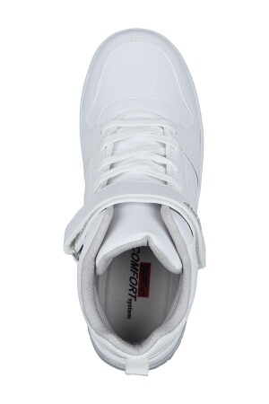 27758 Cırtlı Yüksek Bilekli Beyaz Üniseks Sneaker Günlük Spor Ayakkabı - 7