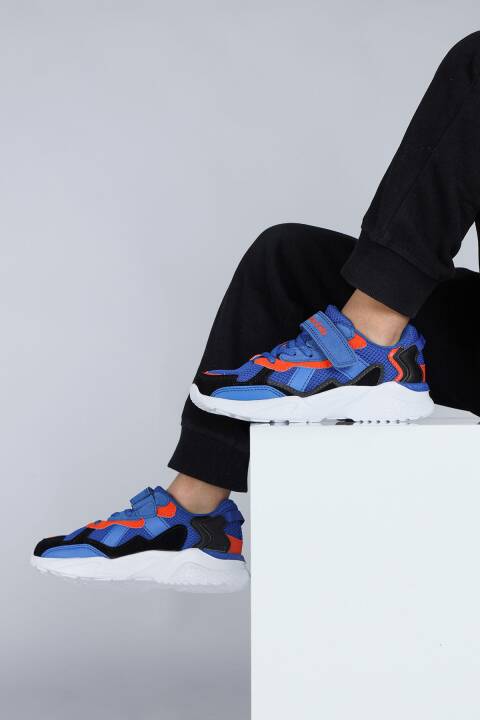 29189 Saks Mavi - Turuncu Üniseks Çocuk Sneaker Günlük Spor Ayakkabı - 3