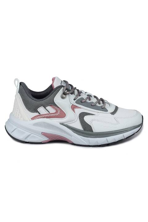 30866 Gri - Bordo Kadın Sneaker Günlük Spor Ayakkabı - 1