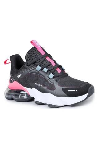 30906 Siyah - Fuşya Kadın Sneaker Günlük Spor Ayakkabı - Jump (1)