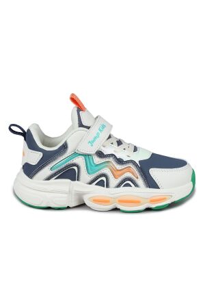 31098 Bej - Mavi Sneaker Çocuk Spor Ayakkabı - Jump