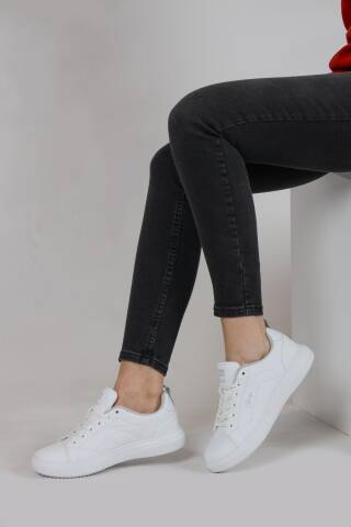 31178 Beyaz - Gri Kadın Sneaker Günlük Spor Ayakkabı - 4
