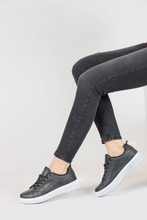 31178 Siyah - Beyaz Kadın Sneaker Günlük Spor Ayakkabı - 3