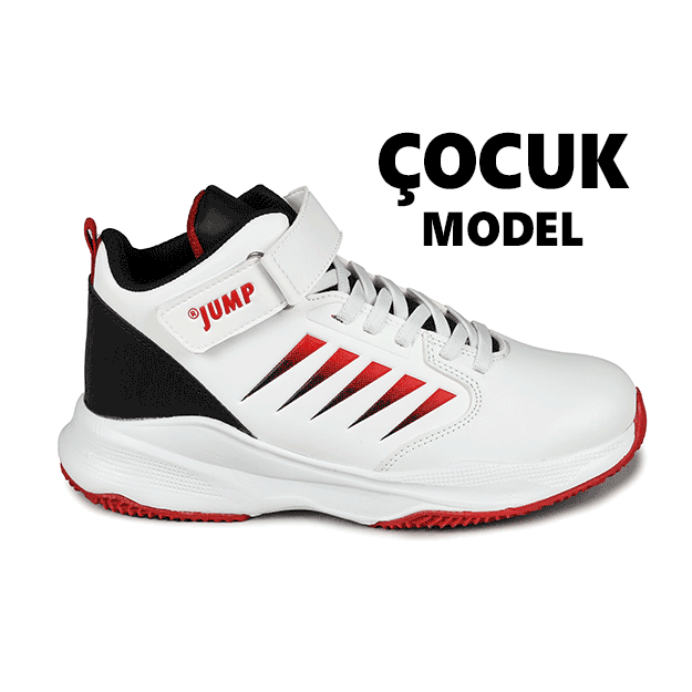 Jump - Jump 27800 Beyaz - Kırmızı Üniseks Çocuk Basketbol Spor Ayakkabısı