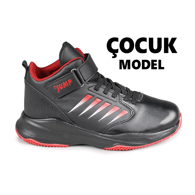 Jump - Jump 27800 Siyah - Kırmızı Üniseks Çocuk Basketbol Spor Ayakkabısı