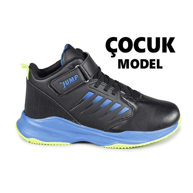 Jump - Jump 27800 Siyah - Mavi Üniseks Çocuk Basketbol Spor Ayakkabısı