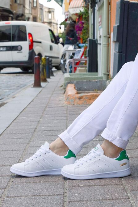 15306 Beyaz - Yeşil Kadın Sneaker Günlük Spor Ayakkabı - 3
