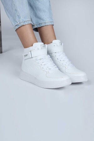 16308 Yüksek Bilekli Beyaz Kadın Sneaker Günlük Spor Ayakkabı - 2
