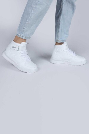 16308 Yüksek Bilekli Beyaz Kadın Sneaker Günlük Spor Ayakkabı - 4