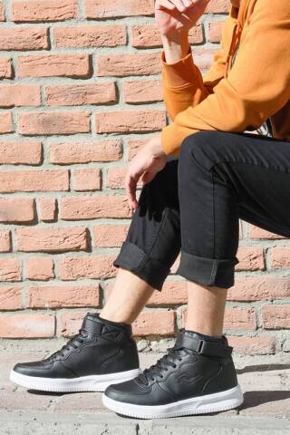 16309 Yüksek Bilekli Siyah - Beyaz Erkek Sneaker Günlük Spor Ayakkabı - Jump (1)