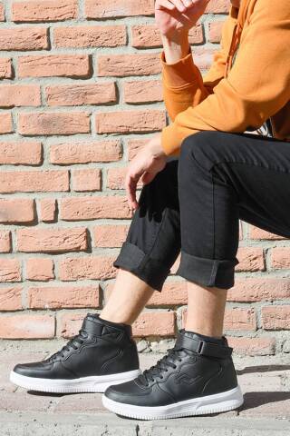 16309 Yüksek Bilekli Siyah - Beyaz Erkek Sneaker Günlük Spor Ayakkabı - Jump (1)
