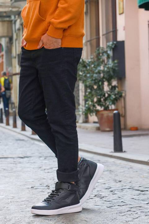 16309 Yüksek Bilekli Siyah - Beyaz Erkek Sneaker Günlük Spor Ayakkabı - 4