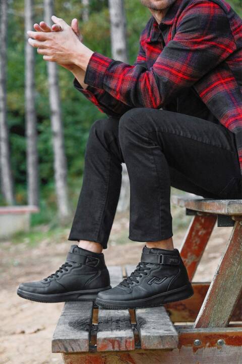 16309 Yüksek Bilekli Siyah Erkek Sneaker Günlük Spor Ayakkabı - 4