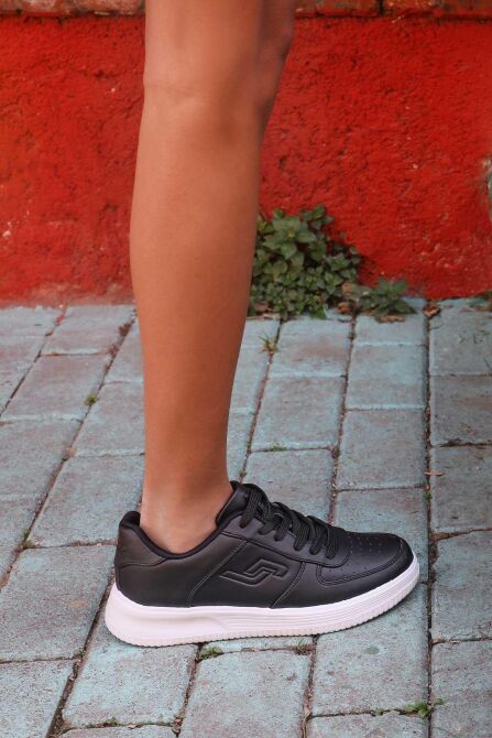 21516 Siyah - Beyaz Kadın Sneaker Günlük Spor Ayakkabı - 4