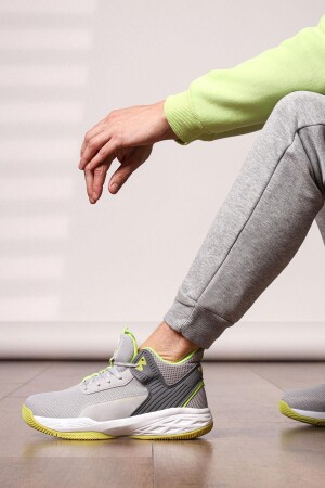 22501 Gri - Neon Yeşil Erkek Basketbol Spor Ayakkabısı - Jump (1)