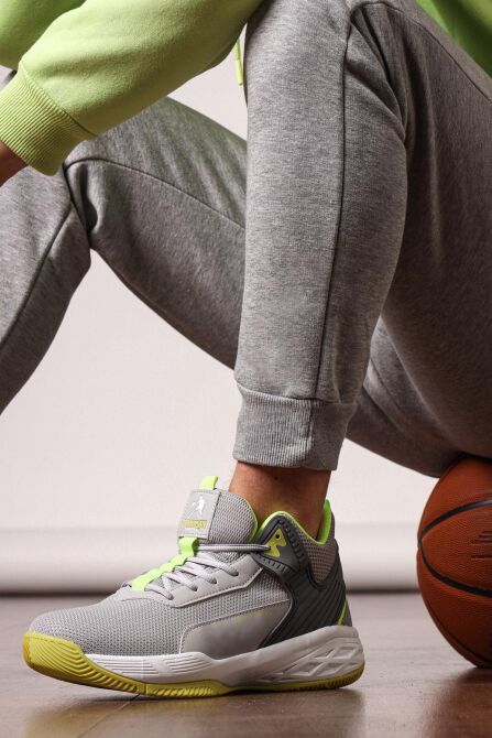 22501 Gri - Neon Yeşil Erkek Basketbol Spor Ayakkabısı - 3