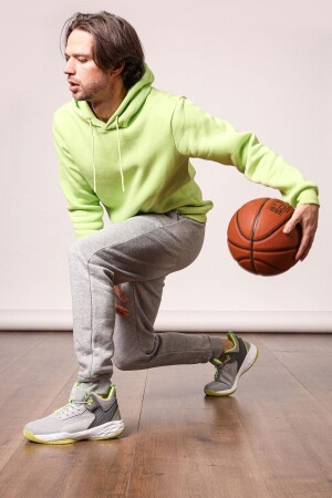 22501 Gri - Neon Yeşil Erkek Basketbol Spor Ayakkabısı - 4