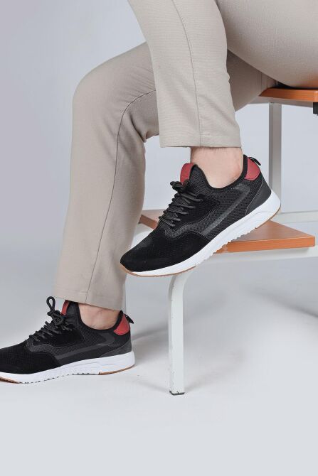 24670 Siyah - Bordo Erkek Sneaker Günlük Spor Ayakkabı - 4