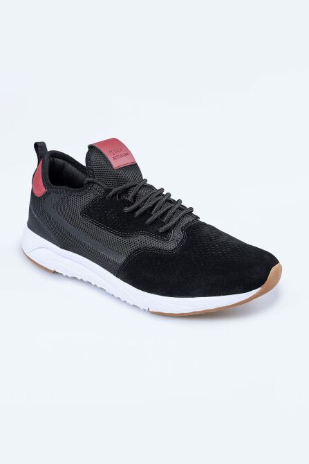24670 Siyah - Bordo Erkek Sneaker Günlük Spor Ayakkabı - 5