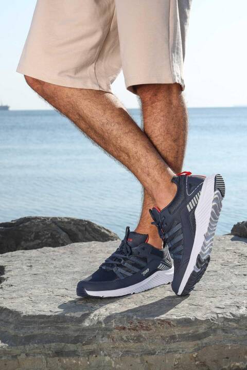 24865 Lacivert - Kırmızı Erkek Sneaker Günlük Spor Ayakkabı - 2