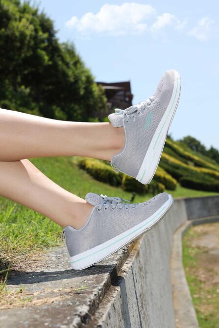 24937 Açık Gri - Mint Yeşili Kadın Yürüyüş Koşu Spor Ayakkabı - 2