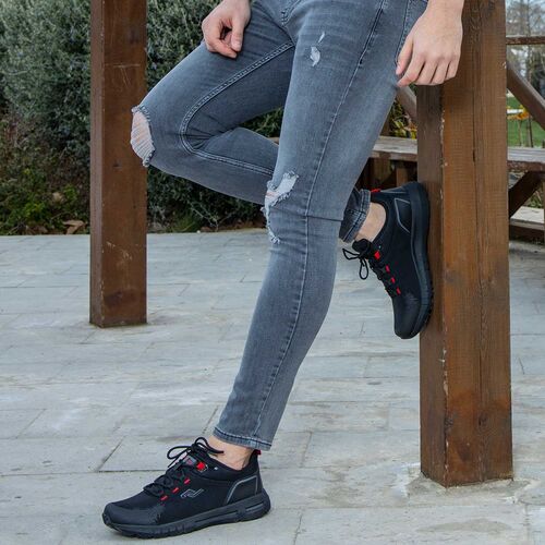 Jump 26402 Siyah - Koyu Gri - Kırmızı Erkek Spor Ayakkabı. 2