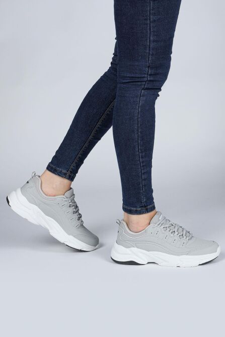 26776 Açık Gri - Beyaz Kadın Sneaker Günlük Spor Ayakkabı - 3