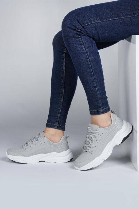 26776 Açık Gri - Beyaz Kadın Sneaker Günlük Spor Ayakkabı - 5