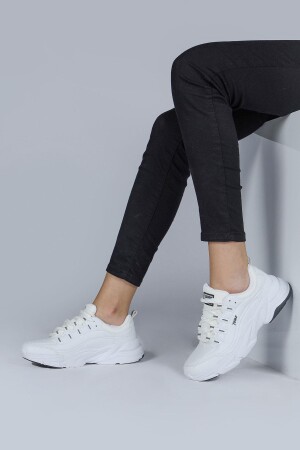 26776 Beyaz - Siyah Kadın Sneaker Günlük Spor Ayakkabı - 4