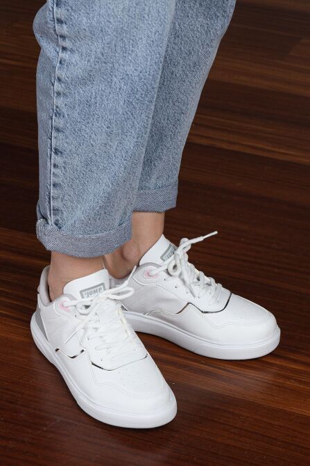 26821 Beyaz - Pembe Kadın Sneaker Günlük Spor Ayakkabı - 2