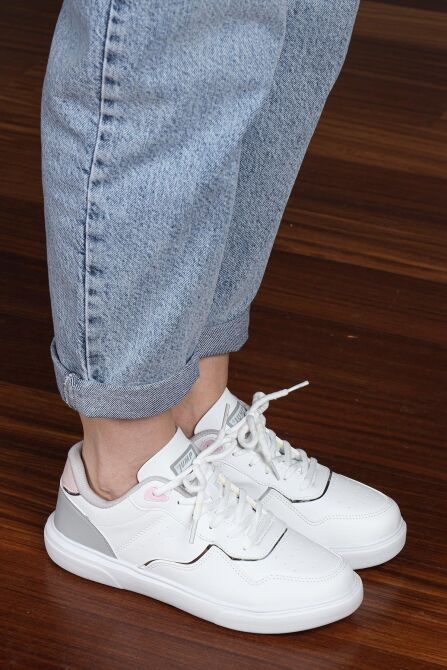 26821 Beyaz - Pembe Kadın Sneaker Günlük Spor Ayakkabı - 5