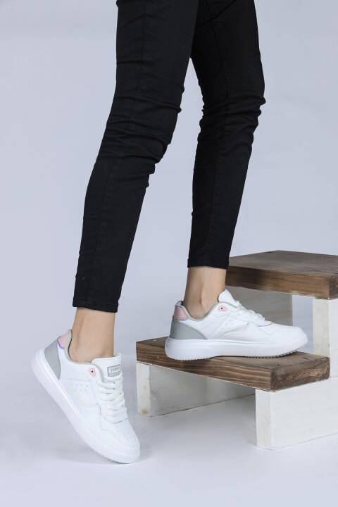 26821 Beyaz - Pembe Kadın Sneaker Günlük Spor Ayakkabı - 6