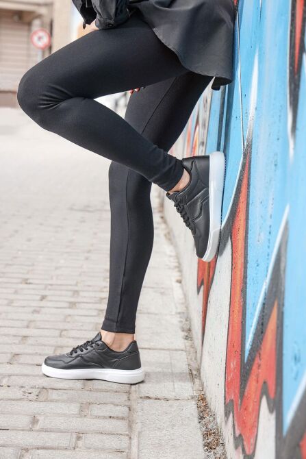 26821 Siyah - Beyaz Kadın Sneaker Günlük Spor Ayakkabı - 5