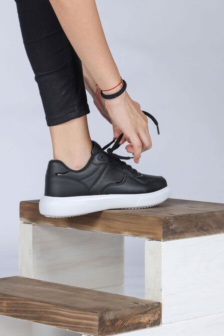 26821 Siyah - Beyaz Kadın Sneaker Günlük Spor Ayakkabı - 6