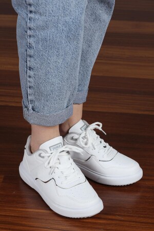 26821 Beyaz - Gri Kadın Sneaker Günlük Spor Ayakkabı - 5