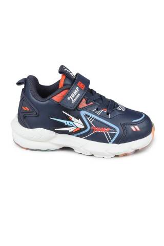 26982 Cırtlı Lacivert - Turuncu Üniseks Çocuk Sneaker Günlük Spor Ayakkabı - Jump