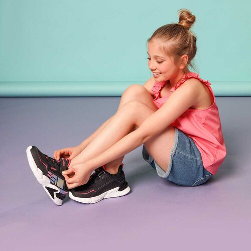 26983 Siyah - Fuşya Kız Çocuk Spor Ayakkabı - 44