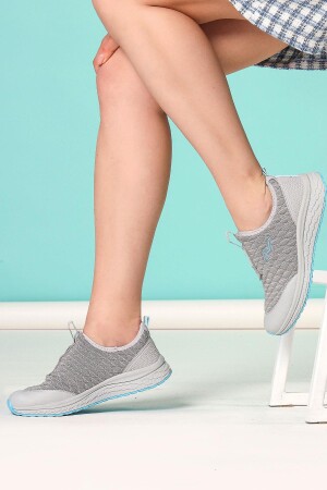 27378 Slip-On Açık Gri - Mavi Kadın Sneaker Günlük Spor Ayakkabı - Jump (1)