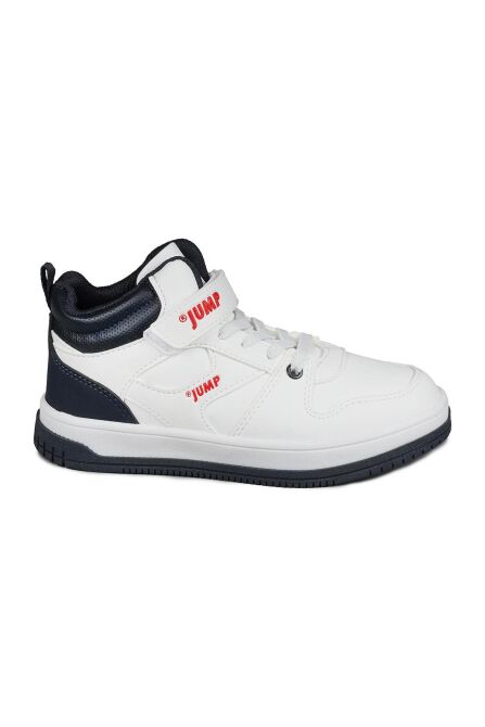 27758 Cırtlı Yüksek Bilekli Beyaz - Lacivert Üniseks Çocuk Sneaker Günlük Spor Ayakkabı - 1