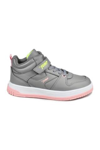 27758 Cırtlı Yüksek Bilekli Gri - Somon Pembe Kız Çocuk Sneaker Günlük Spor Ayakkabı - Jump