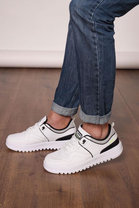 27762 Beyaz - Siyah Erkek Sneaker Günlük Spor Ayakkabı - 2