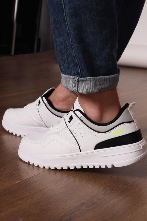 27762 Beyaz - Siyah Erkek Sneaker Günlük Spor Ayakkabı - 4