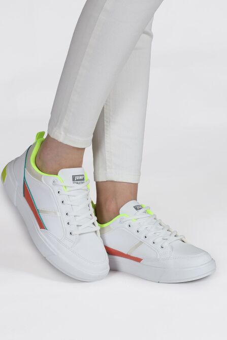 27792 Beyaz - Neon Yeşil Kadın Sneaker Günlük Spor Ayakkabı - 2