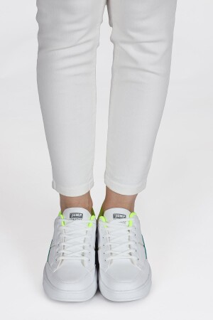 27792 Beyaz - Neon Yeşil Kadın Sneaker Günlük Spor Ayakkabı - 3