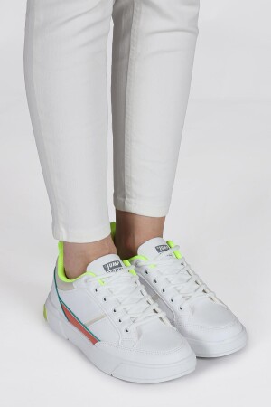 27792 Beyaz - Neon Yeşil Kadın Sneaker Günlük Spor Ayakkabı - 4