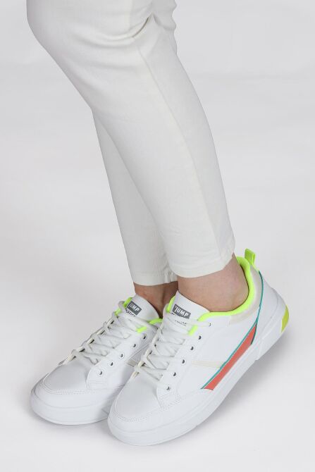 27792 Beyaz - Neon Yeşil Kadın Sneaker Günlük Spor Ayakkabı - 5