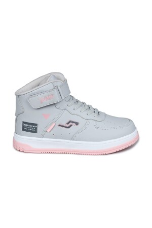 27835 Cırtlı Yüksek Bilekli Gri - Pembe Kız Çocuk Sneaker Günlük Spor Ayakkabı 