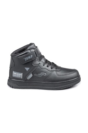 27835 Cırtlı Yüksek Bilekli Siyah Genç Sneaker Günlük Spor Ayakkabı - 1