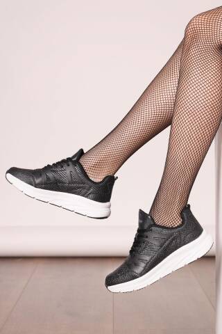 27878 Siyah - Beyaz Kadın Sneaker Günlük Spor Ayakkabı - 3