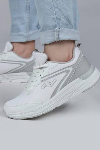 28037 Beyaz - Açık Gri Erkek Sneaker Günlük Spor Ayakkabı - Jump (1)